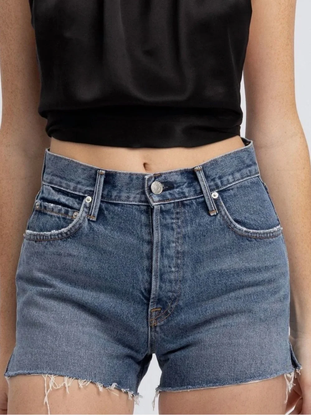 GRLFRND Lyric High Rise Split Hem Denim Short In Joshua Tree Wash Size 29